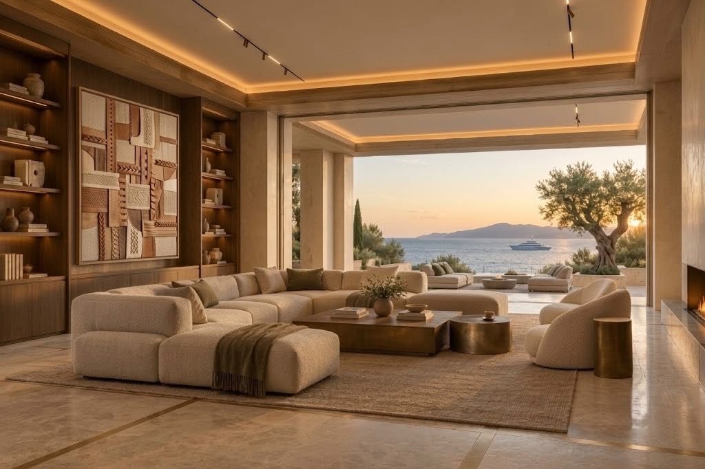 H10 private house interior opening to the sea