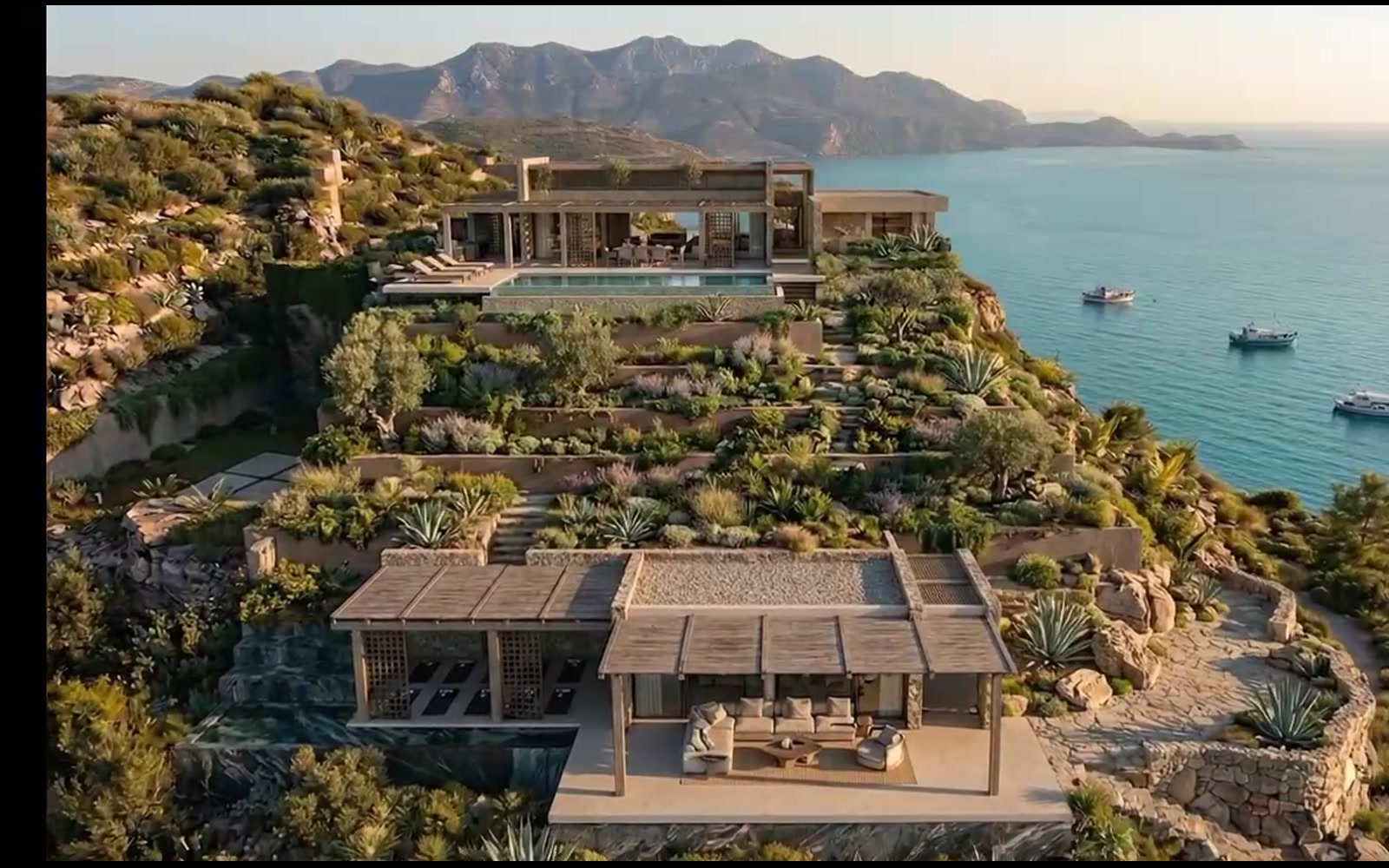 Island resort aerial visualization