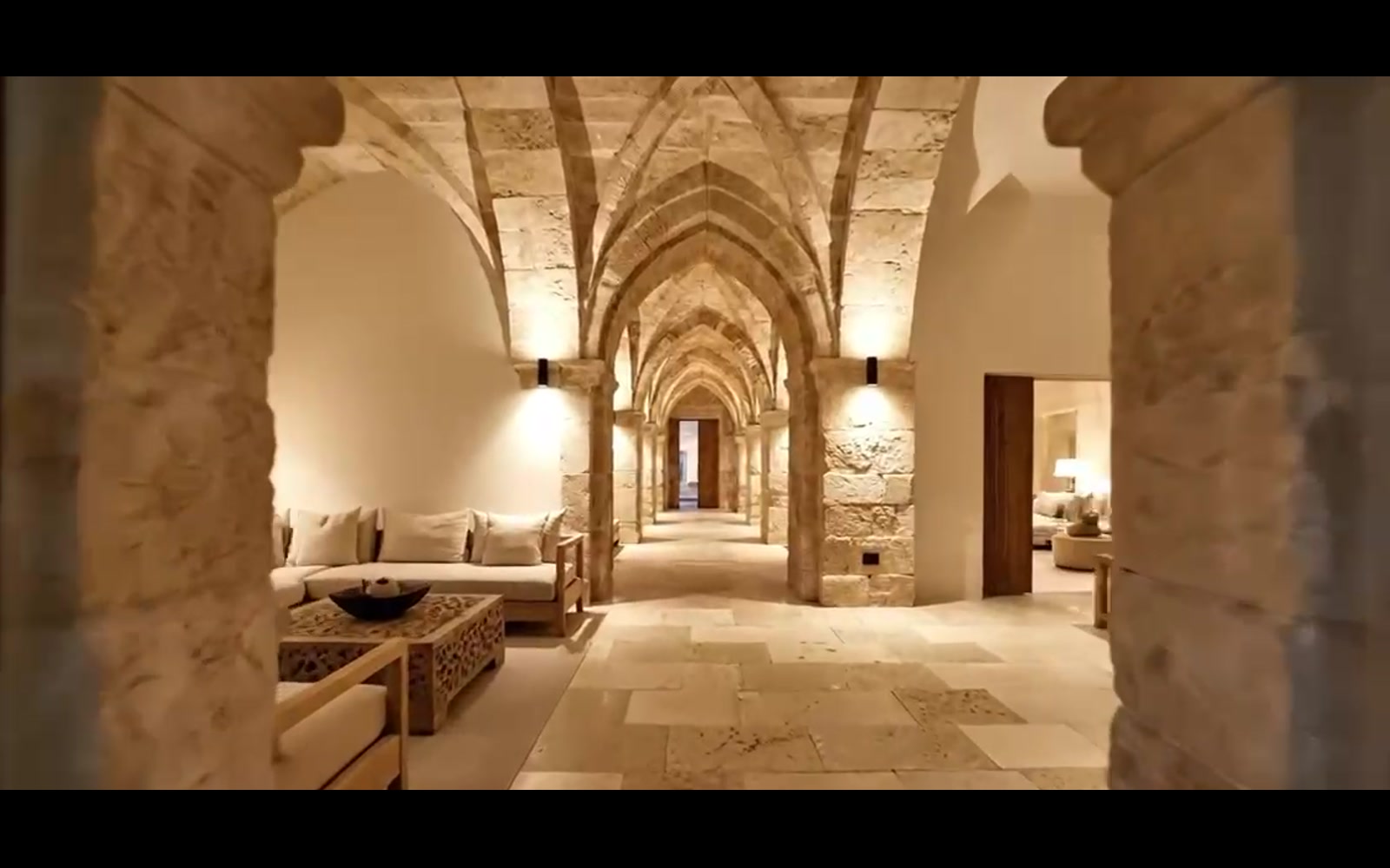 Stone hall in a boutique hotel