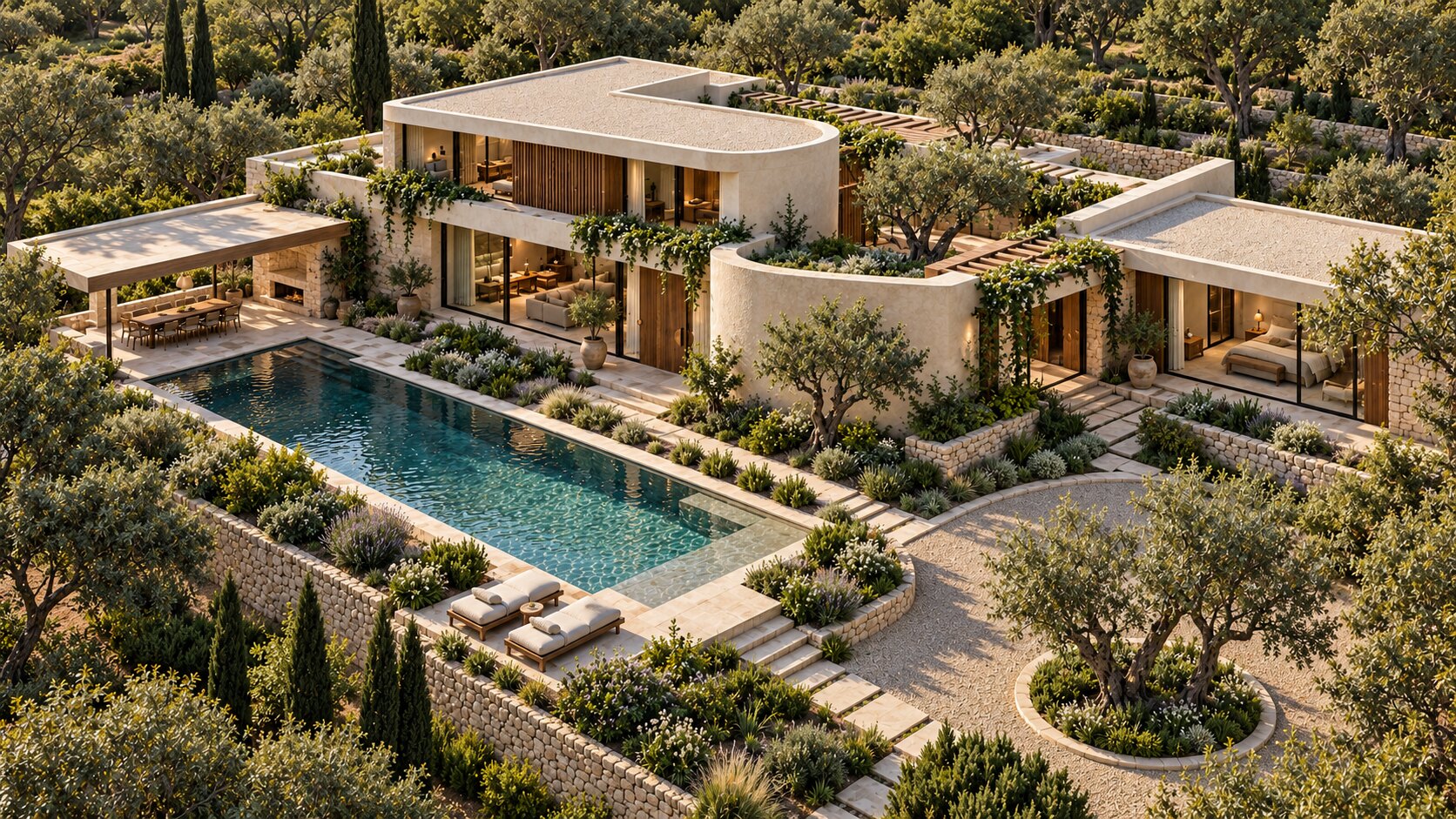 H2 Mediterranean villa among olive trees