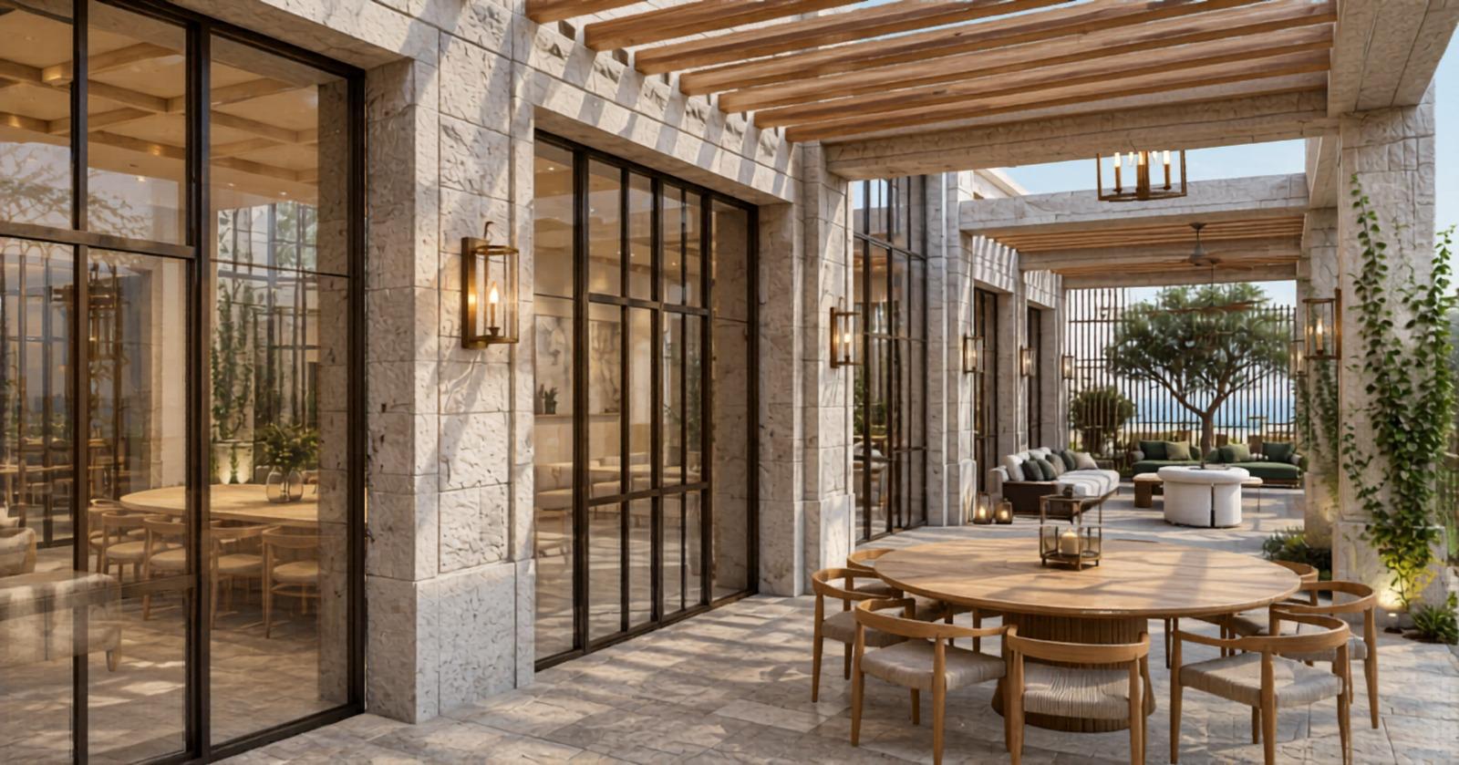 H4 private home organized around a stone courtyard